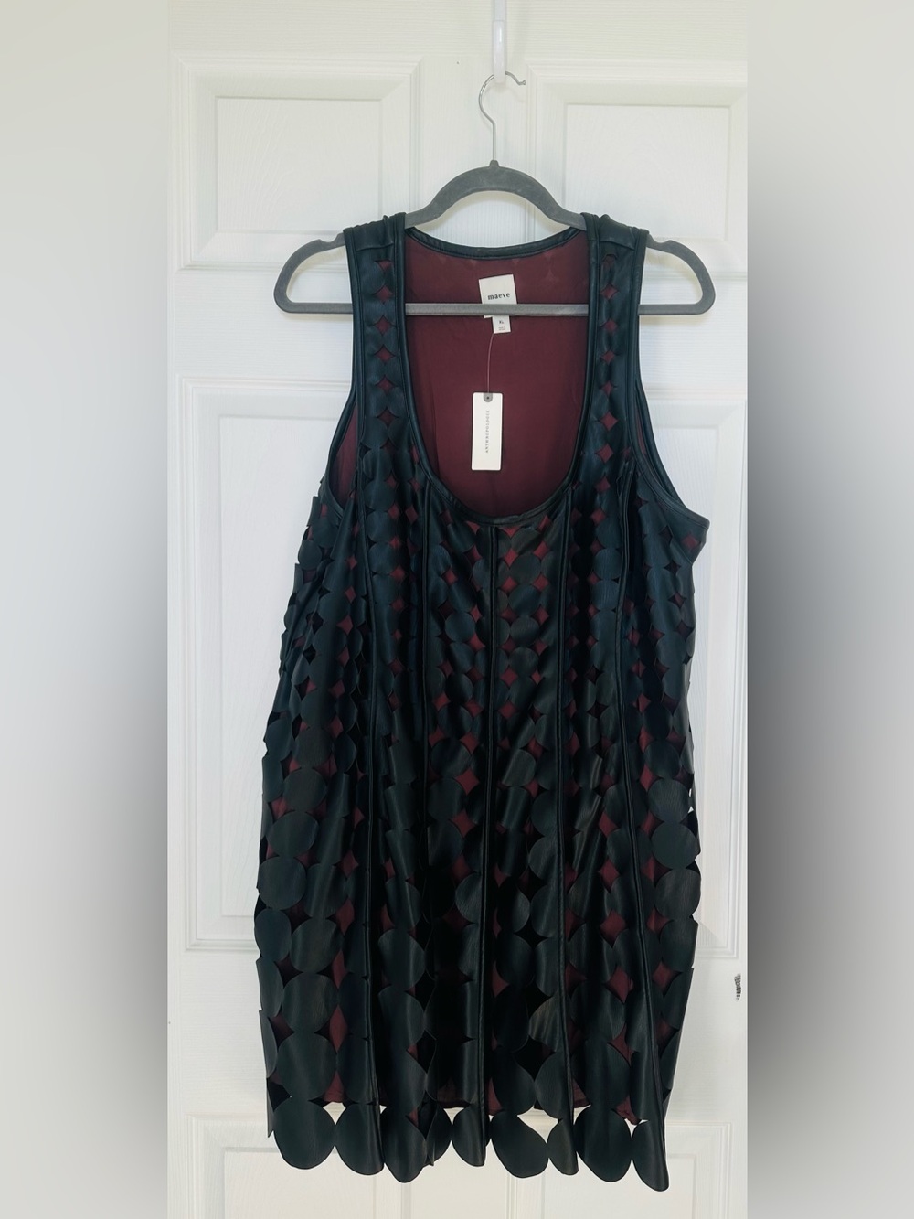 Maeve Black Cutout Overlay Tank with Burgundy Lining - Picture 1 of 2